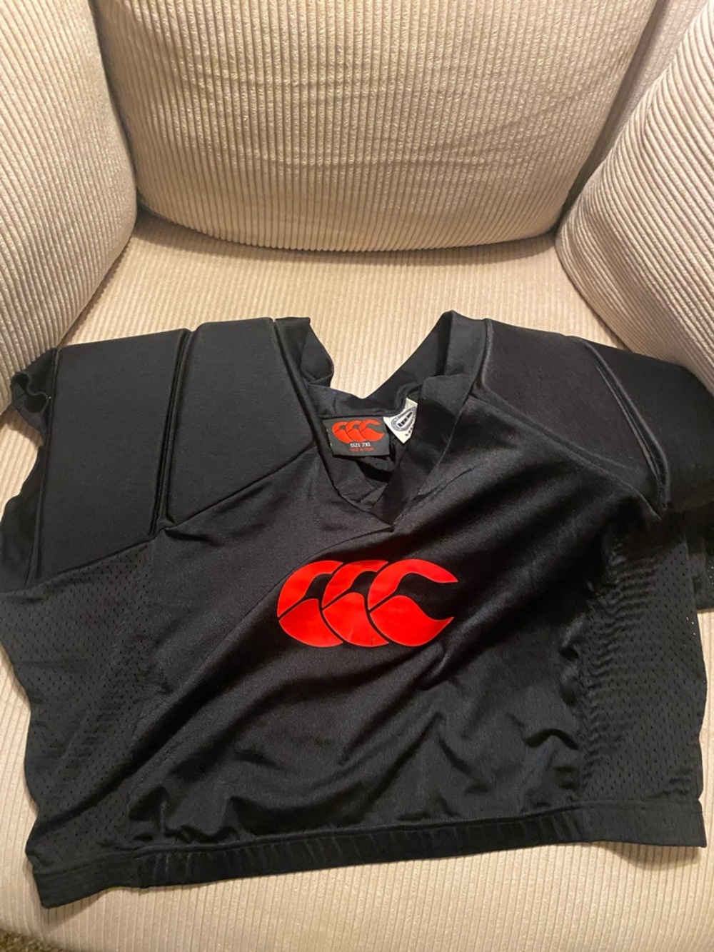 Canterbury Black Padded Rugby Training Top with Red Logo